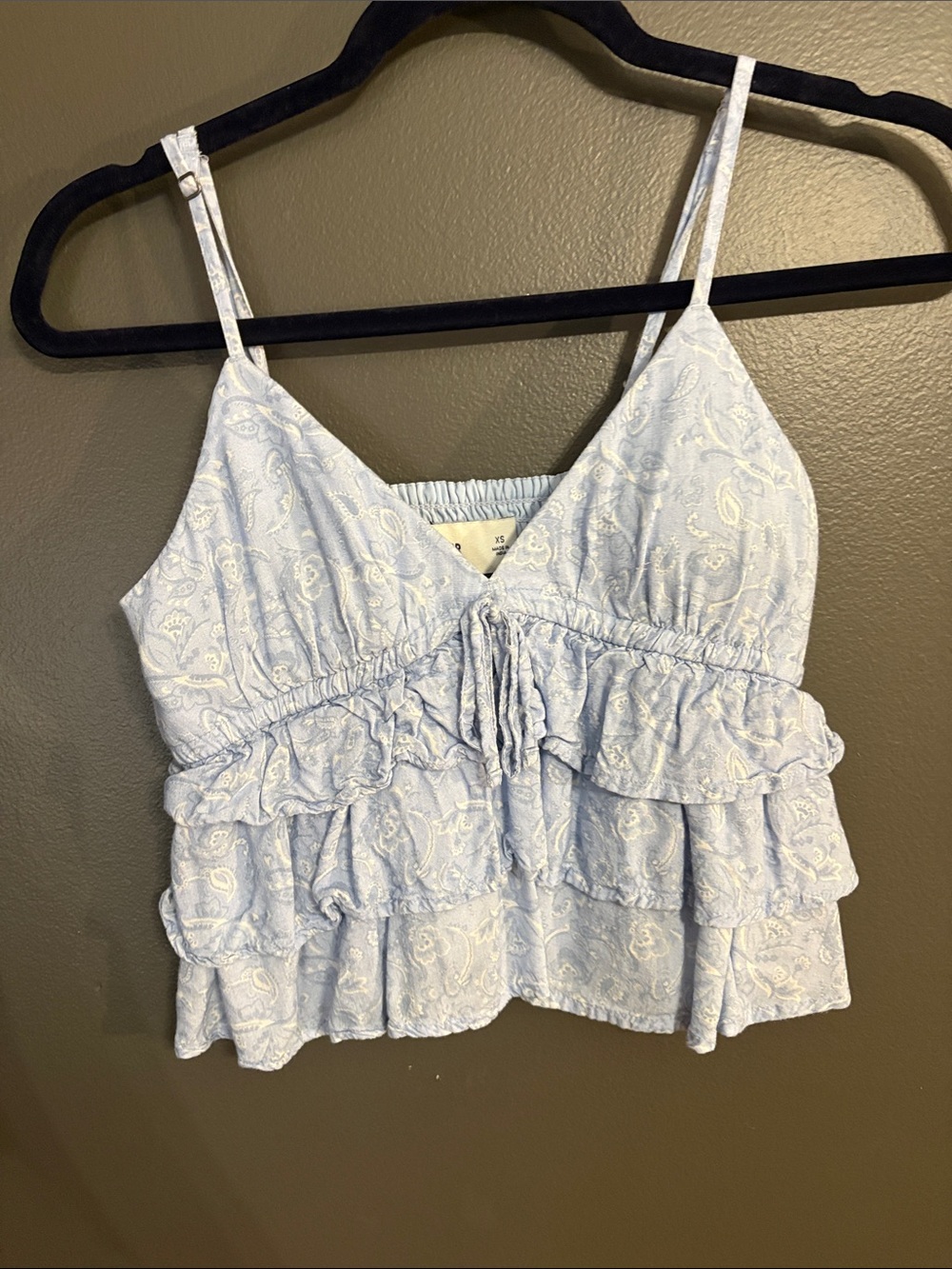 Hollister Light Blue Paisley Ruffle Cami